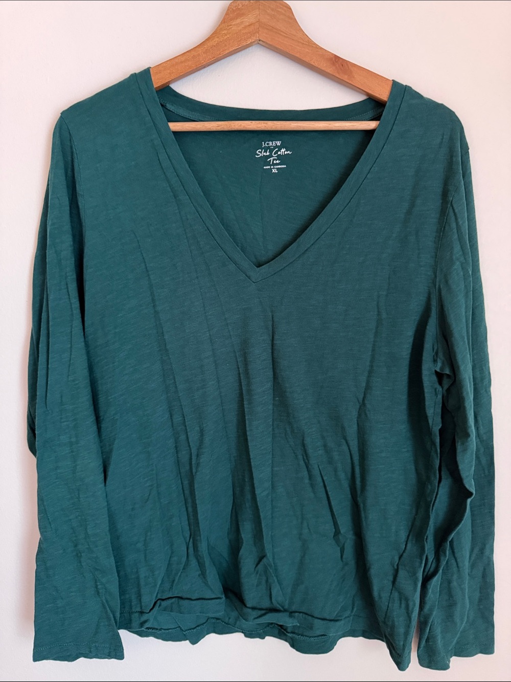 J. Crew Teal V-Neck Long Sleeve Tee - Deep Teal